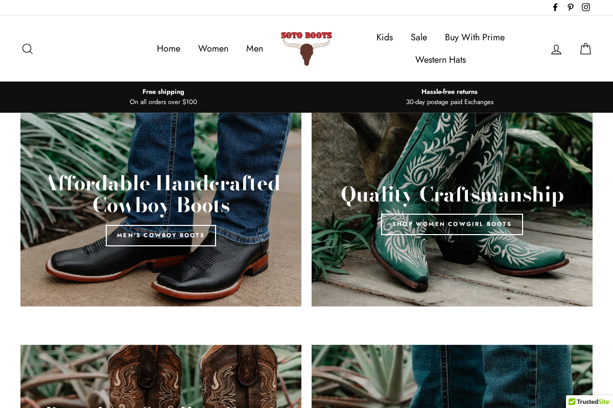 sotoboots.com homepage screenshot