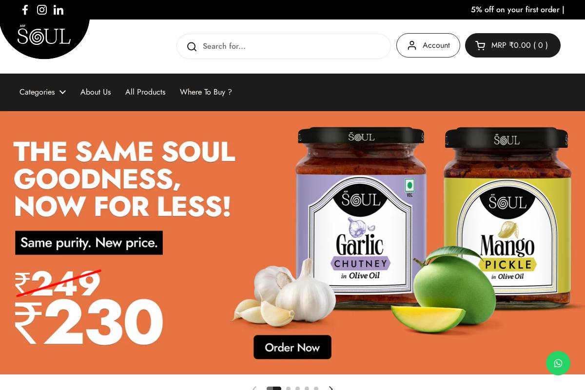 soul-foods.in homepage screenshot
