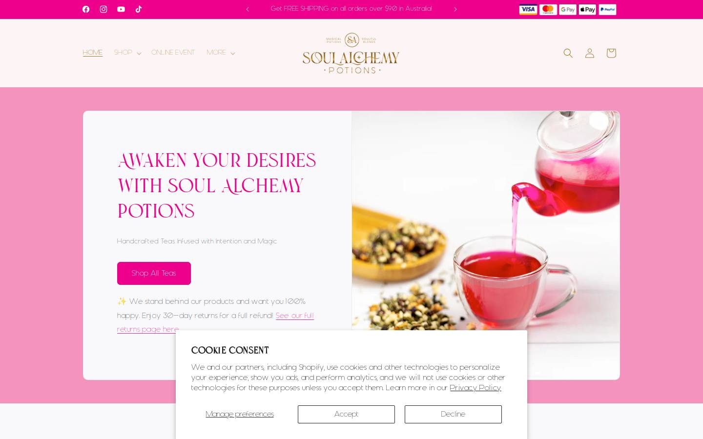 soulalchemypotions.com homepage screenshot