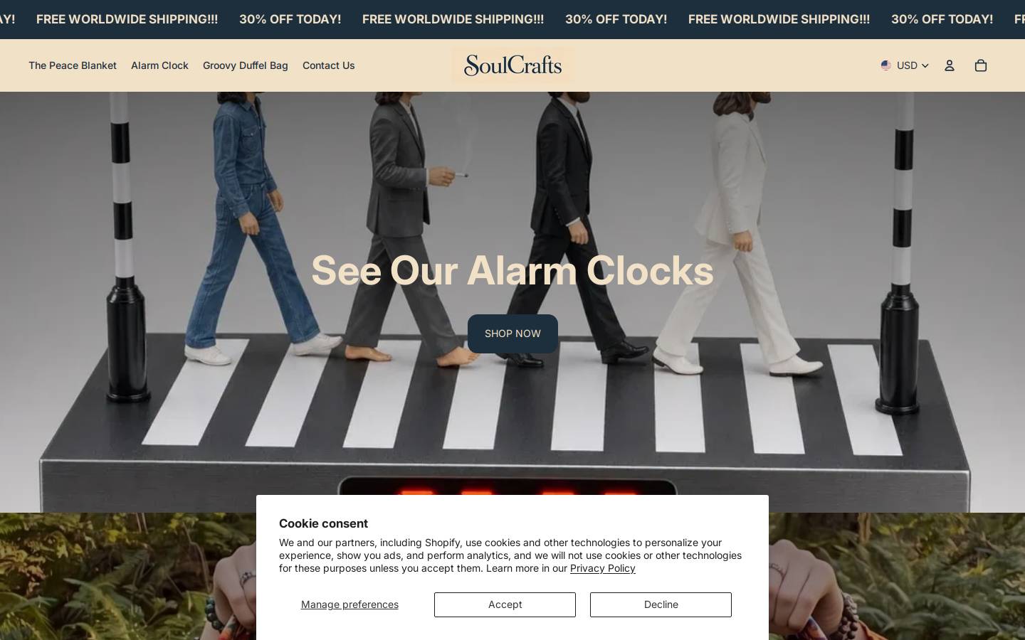 Soulblankets homepage screenshot