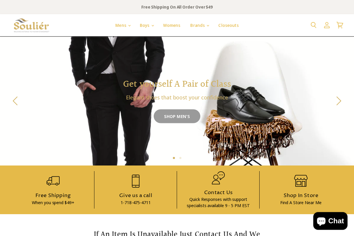 Soulier Shoes homepage screenshot