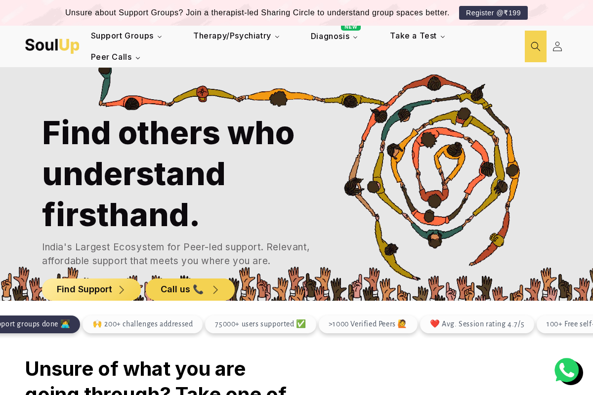 SoulUp homepage screenshot