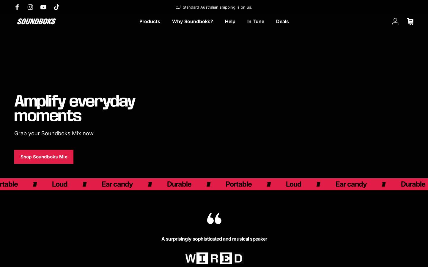 SOUNDBOKS homepage screenshot