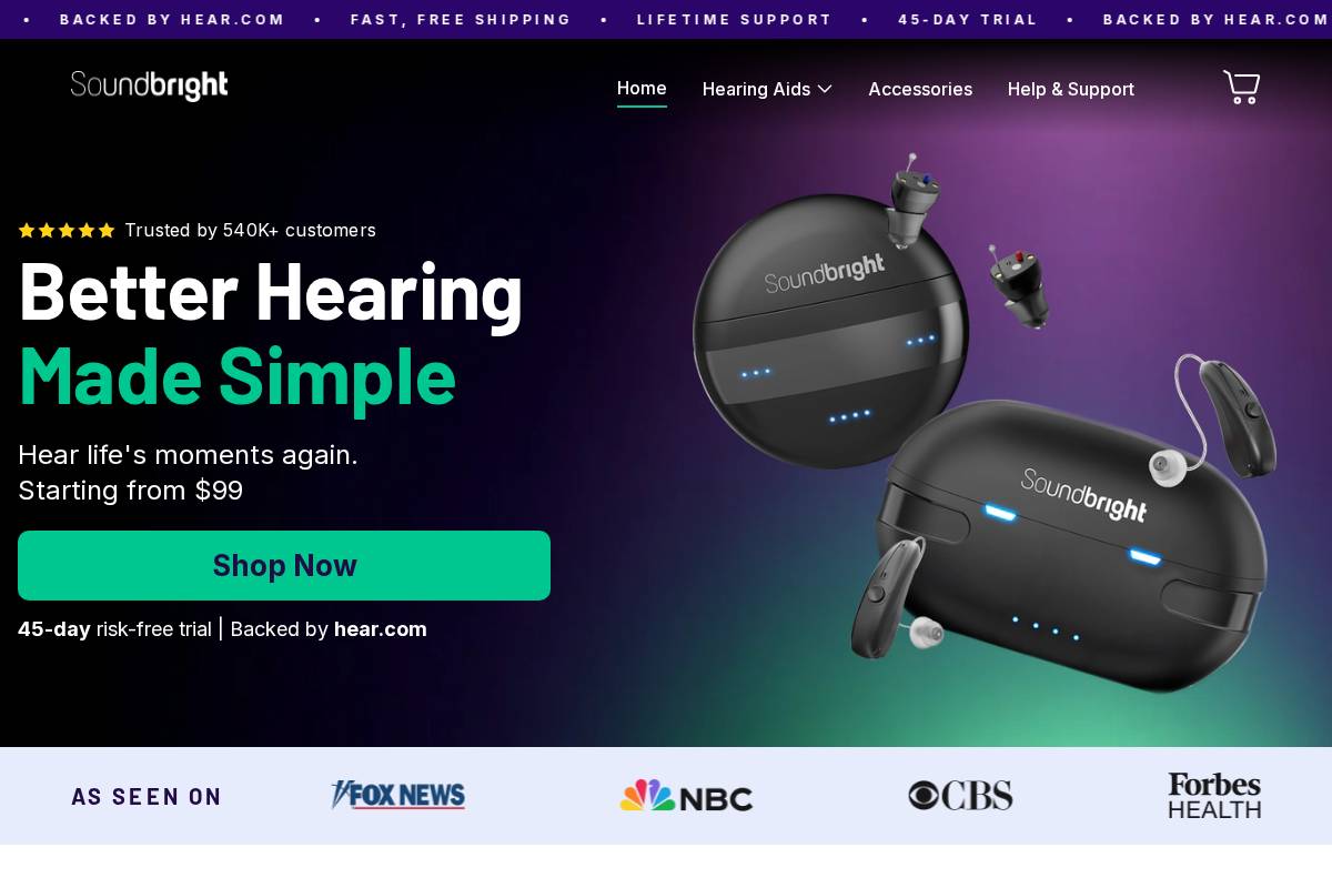 Soundbright homepage screenshot