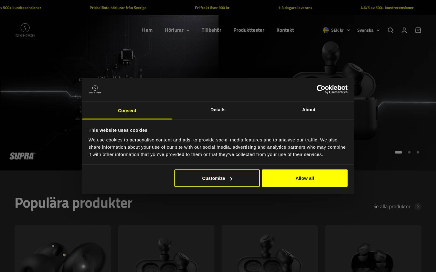 SUPRA Headphones || Sound by Sweden AB homepage screenshot