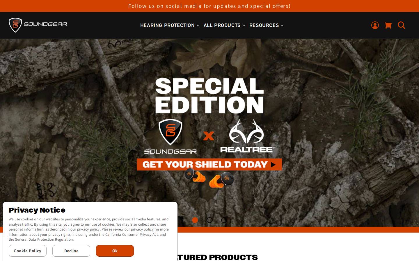 Soundgear homepage screenshot