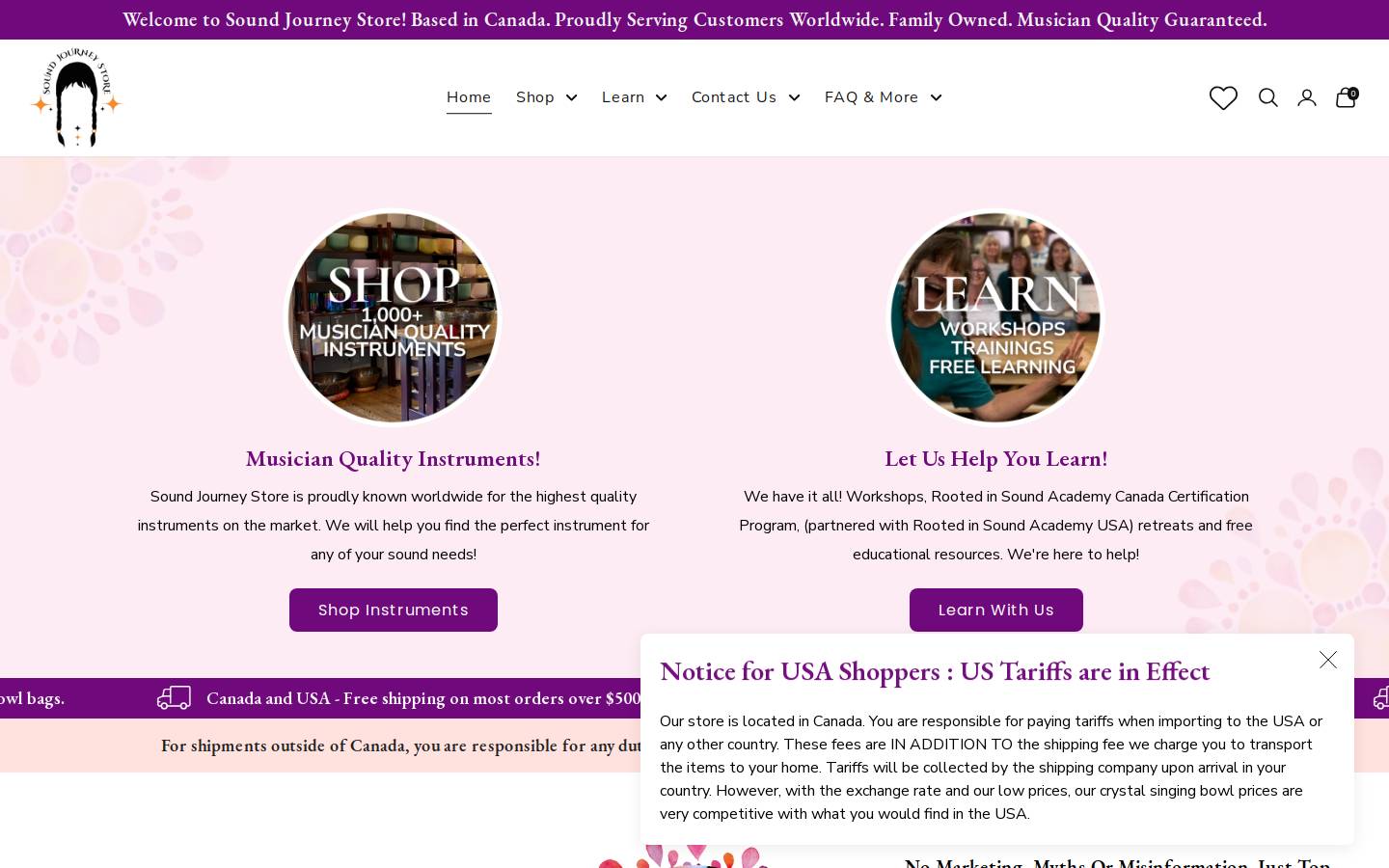 soundhealinginstruments.com homepage screenshot