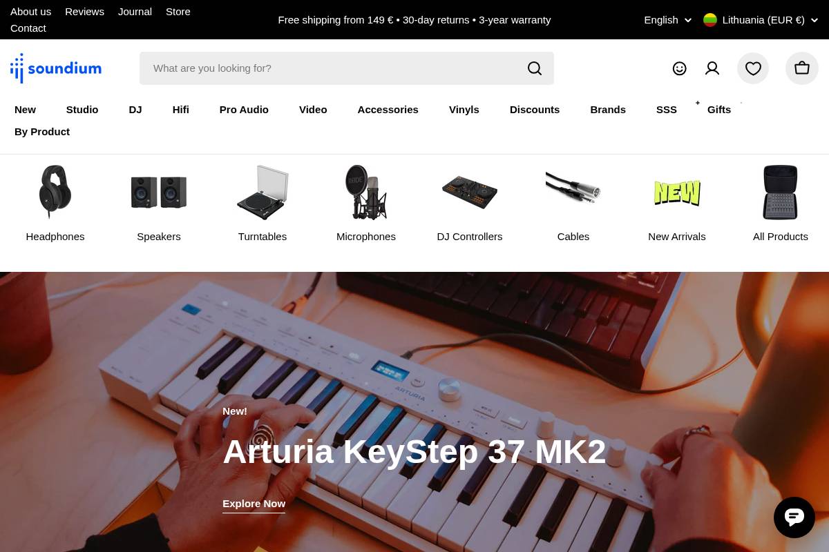 Soundium homepage screenshot
