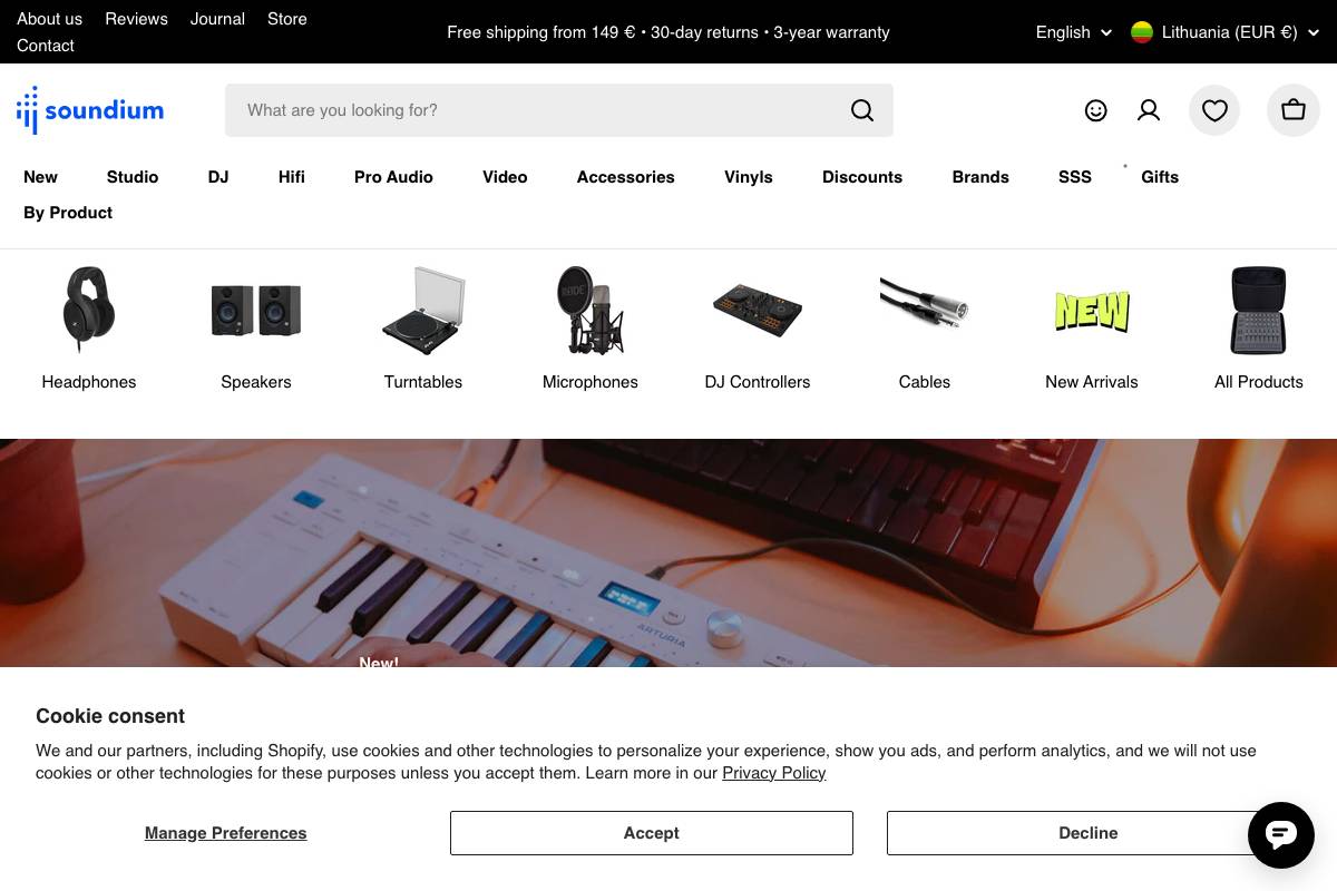 Soundium homepage screenshot