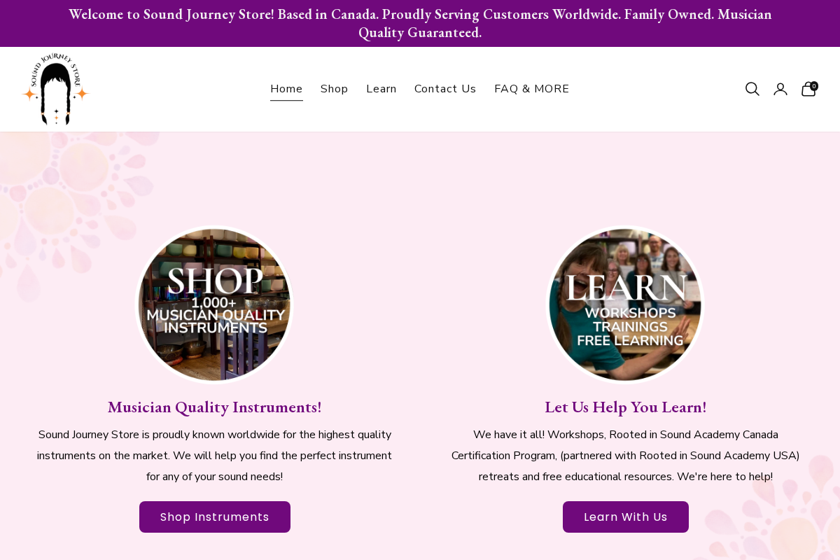 The Sound Journey Store - Canada's Largest Selection of Bowls, Gongs and more homepage screenshot