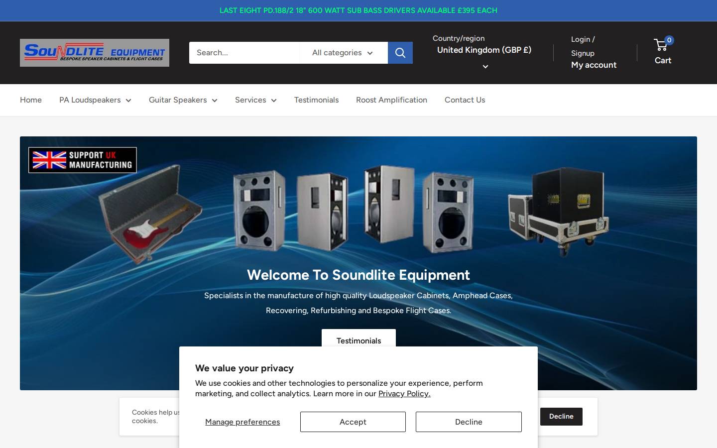 soundlite.co.uk homepage screenshot