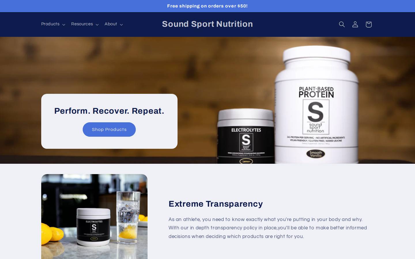 soundsportnutrition.com homepage screenshot