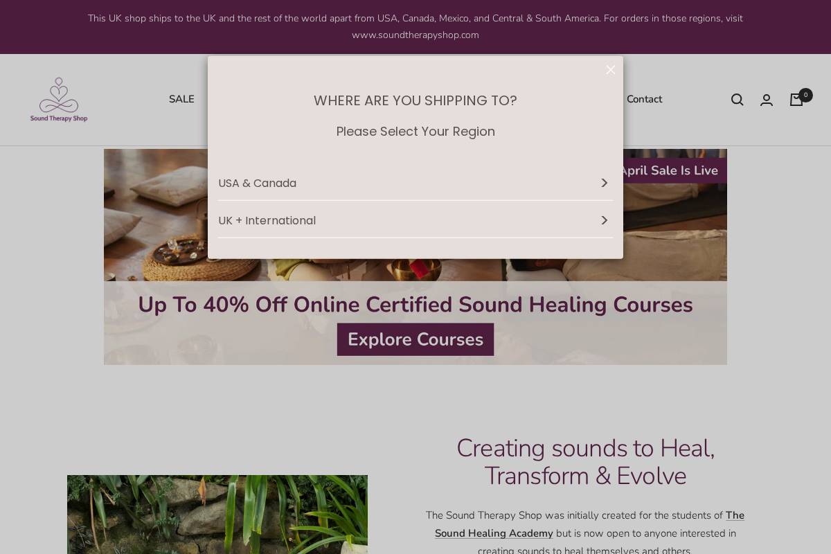 soundtherapyshop.co.uk homepage screenshot