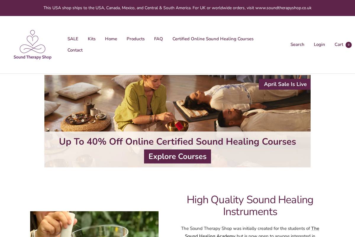 soundtherapyshop.com homepage screenshot