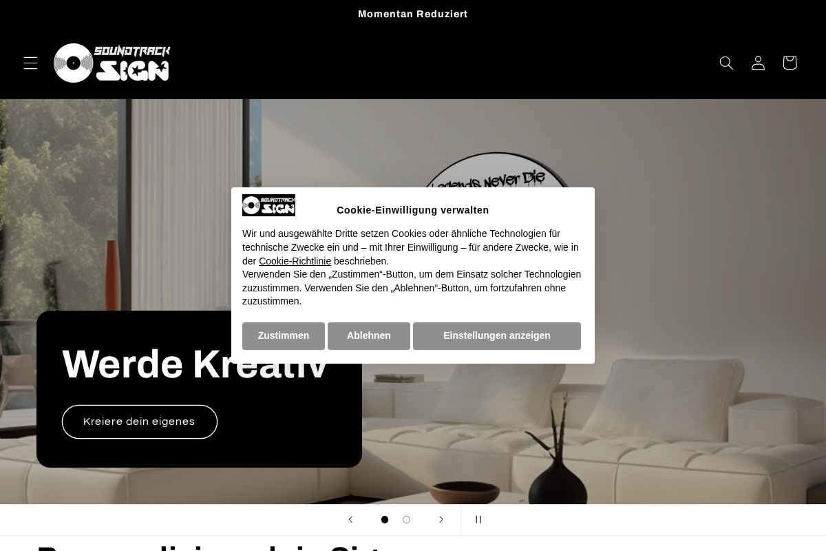 Soundtrack Sign homepage screenshot