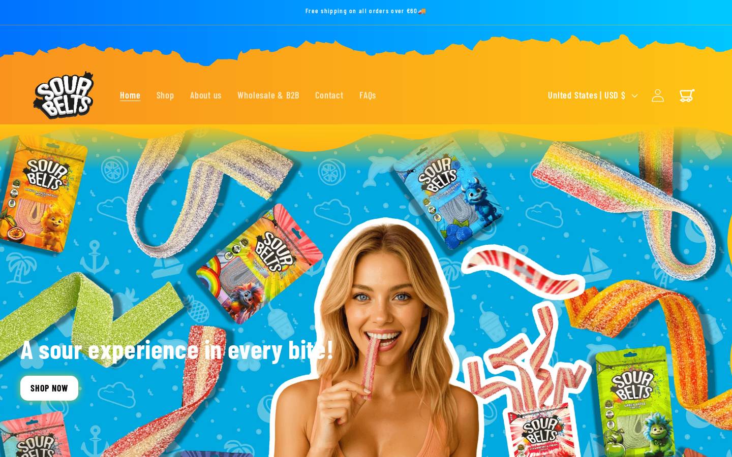 sour-belts.com homepage screenshot