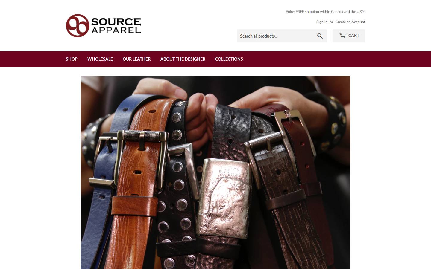 sourceapparel.ca homepage screenshot