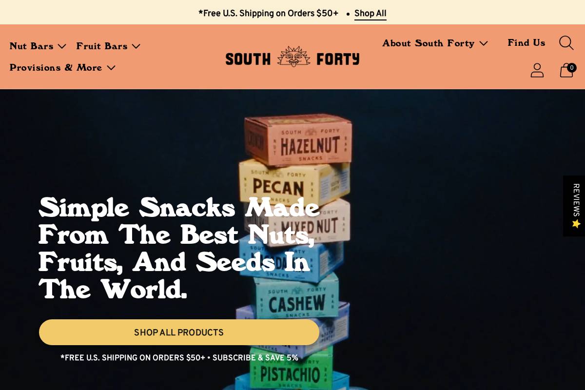 South 40 Snacks homepage screenshot