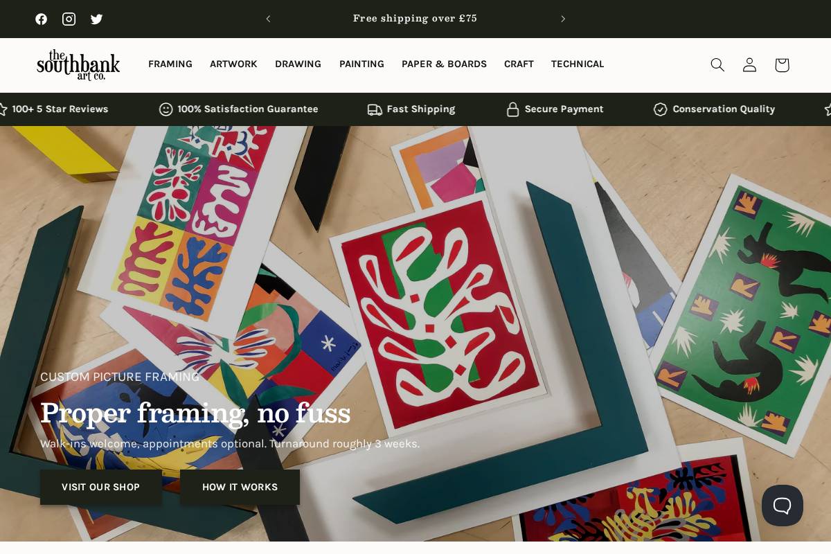 The Southbank Art Company homepage screenshot