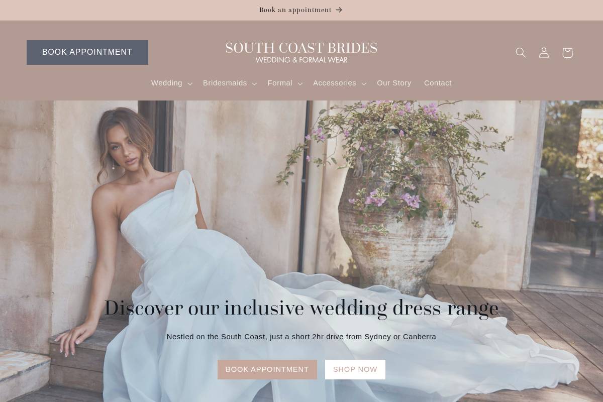 southcoastbrides.com.au homepage screenshot