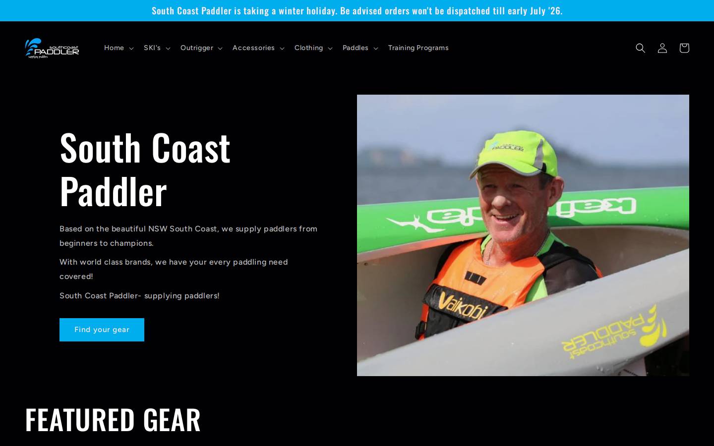 southcoastpaddler.com.au homepage screenshot
