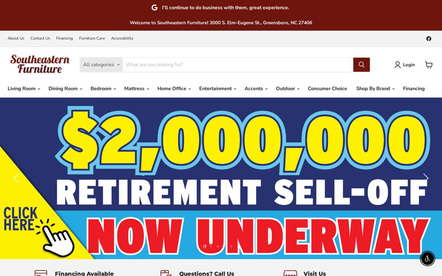 southeasternfurniture.com homepage screenshot