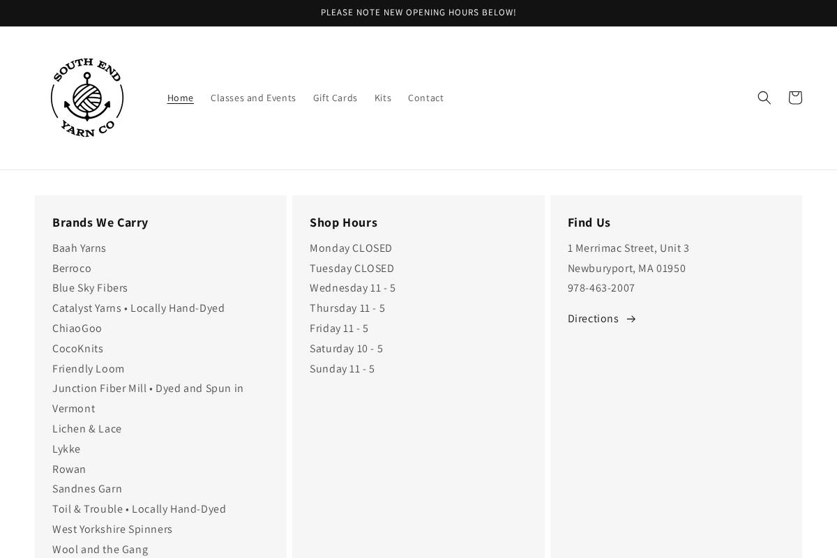 southendyarn.com homepage screenshot