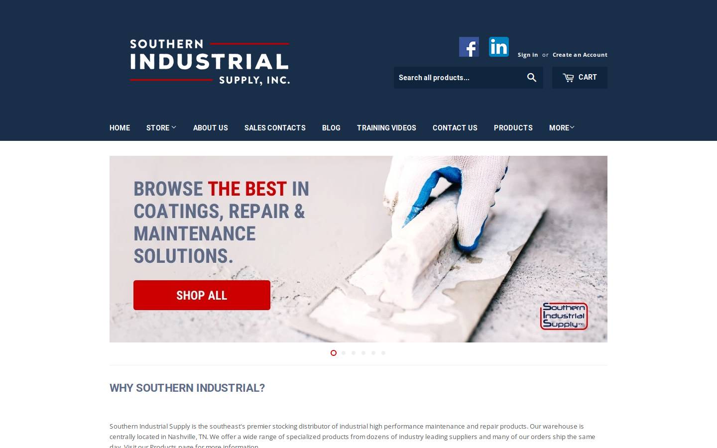 southern-industrial.com homepage screenshot