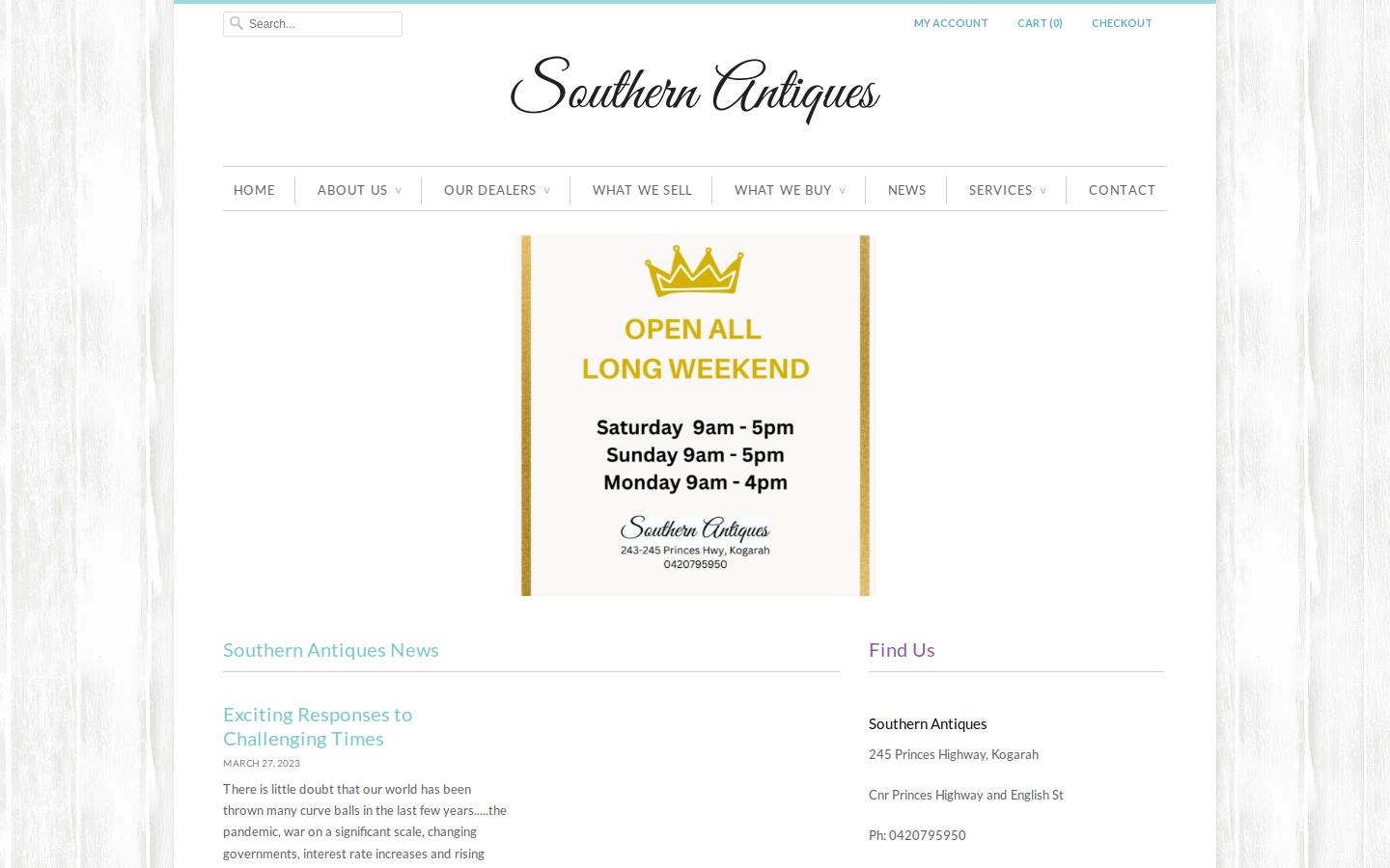 southernantiques.sydney homepage screenshot