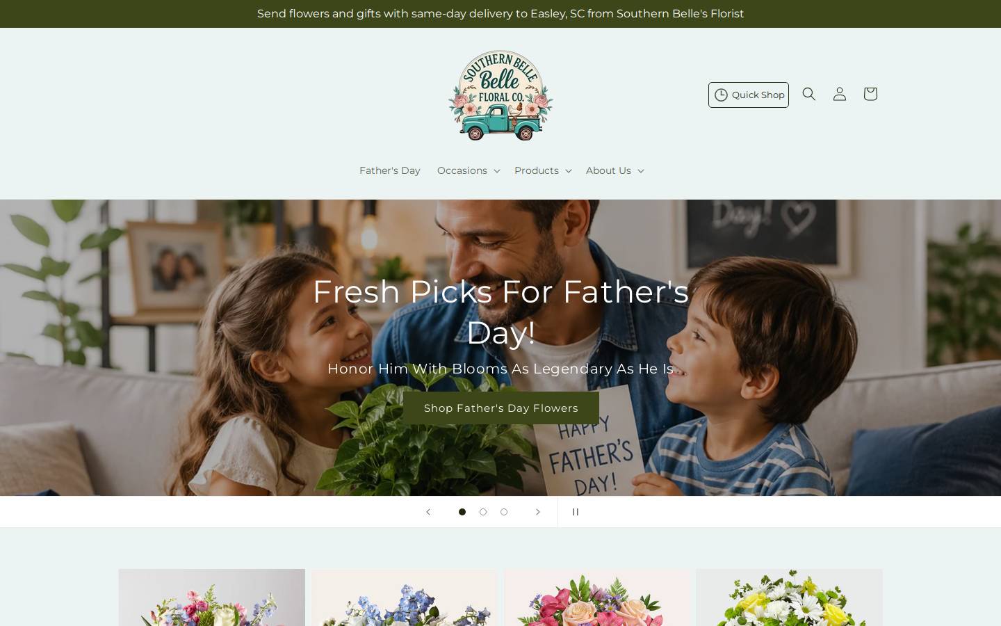 southernbellesfloristshop.com homepage screenshot