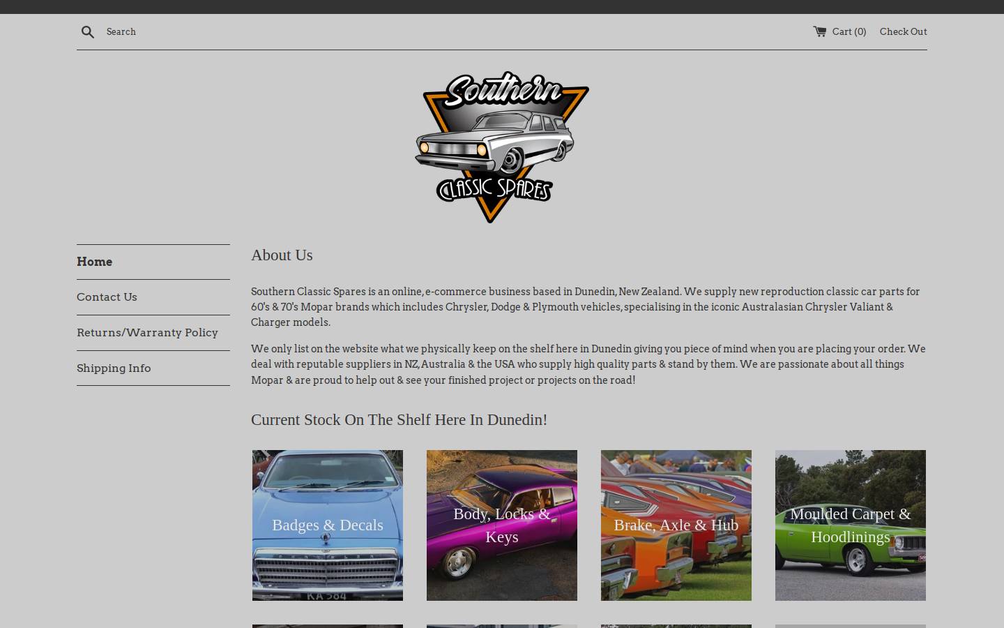 southernclassicspares.co.nz homepage screenshot