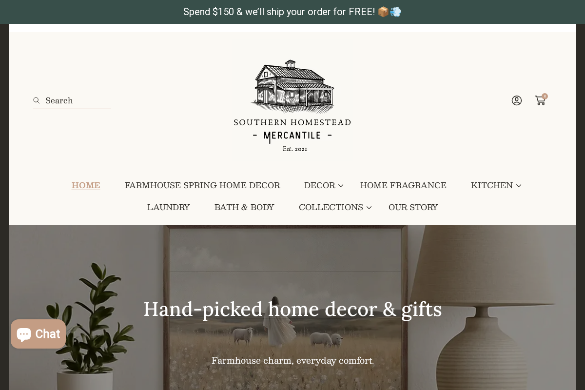 Southern Homestead Mercantile homepage screenshot