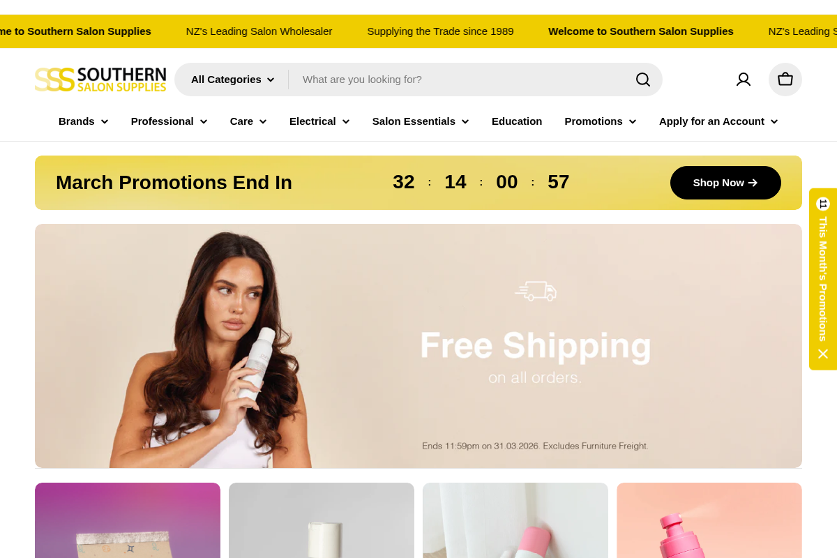 southernsalonsupplies.co.nz homepage screenshot