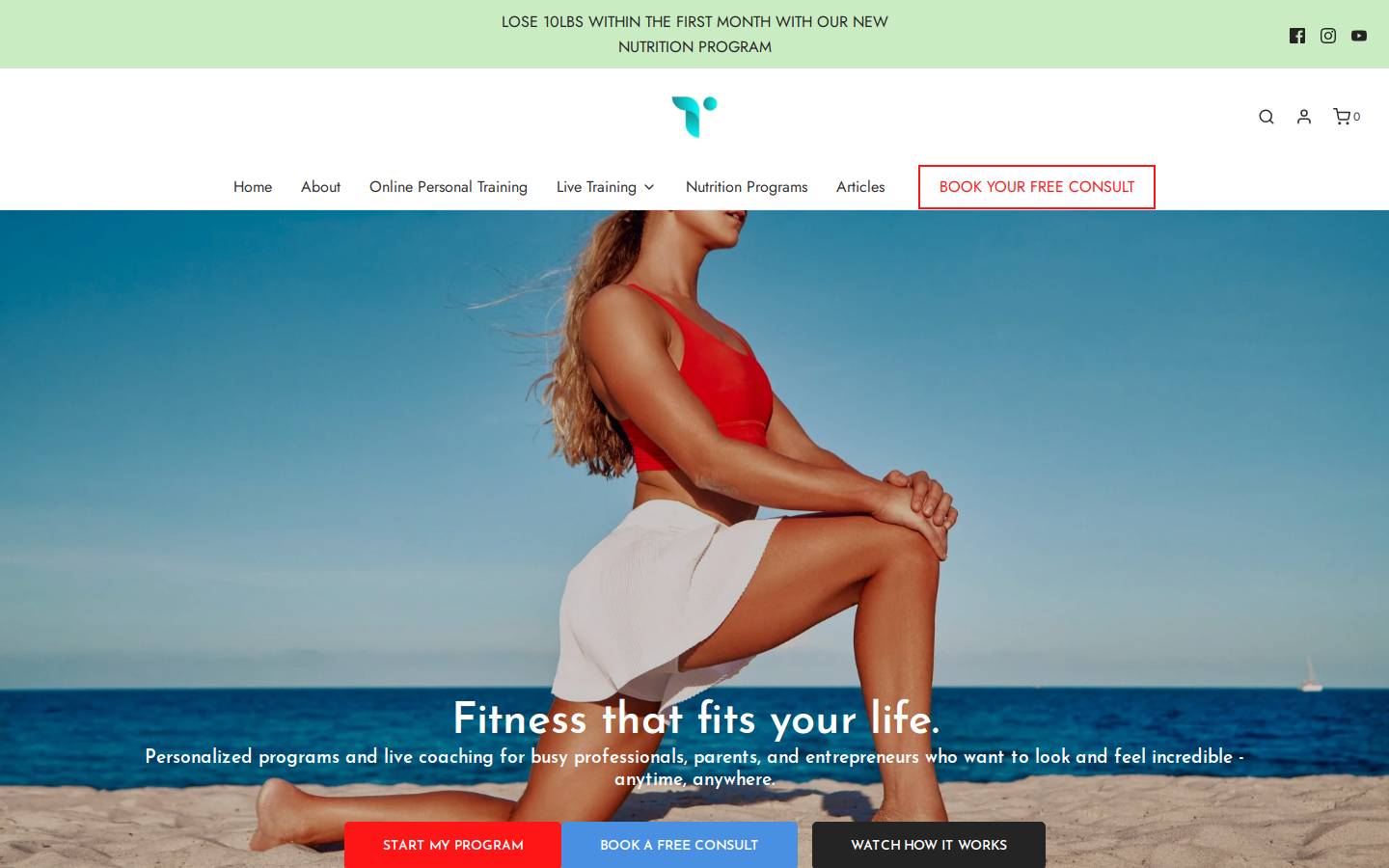 southfloridapersonaltraining.com homepage screenshot