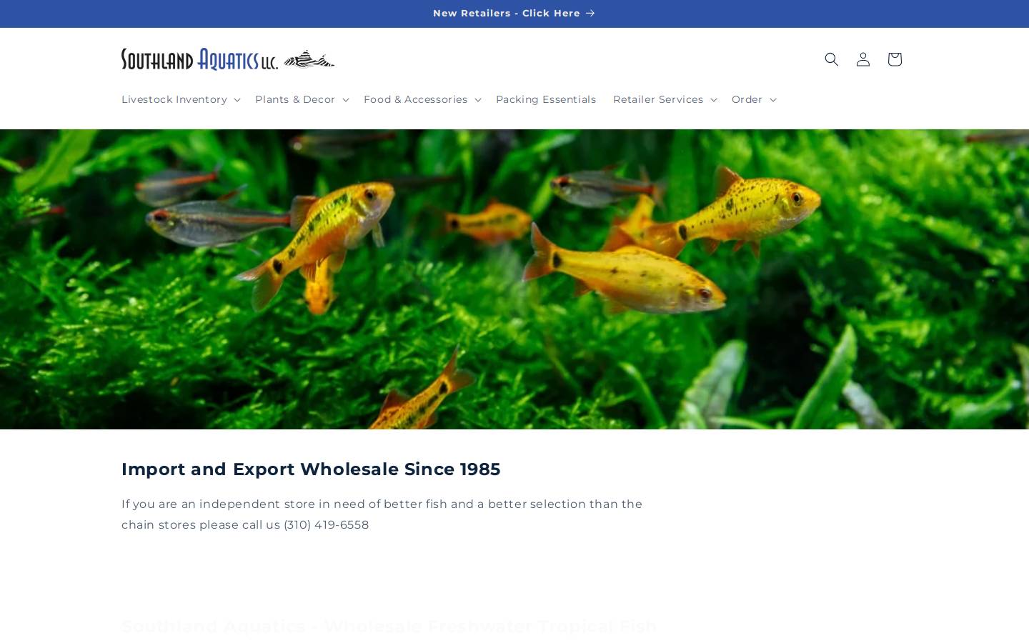 southlandaquatics.net homepage screenshot