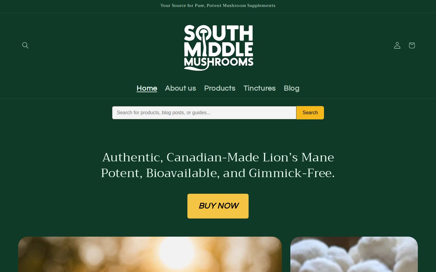 southmiddlemushrooms.com homepage screenshot
