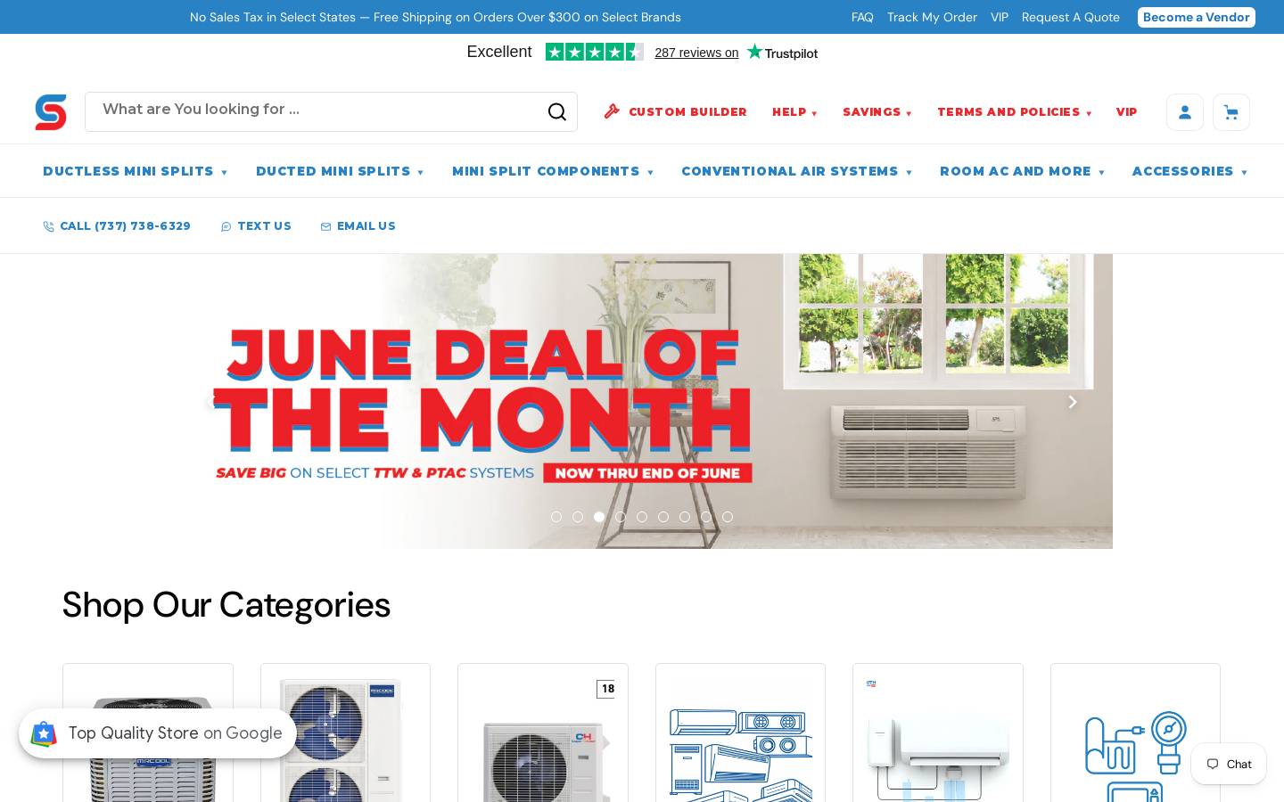 southminisplits.com homepage screenshot