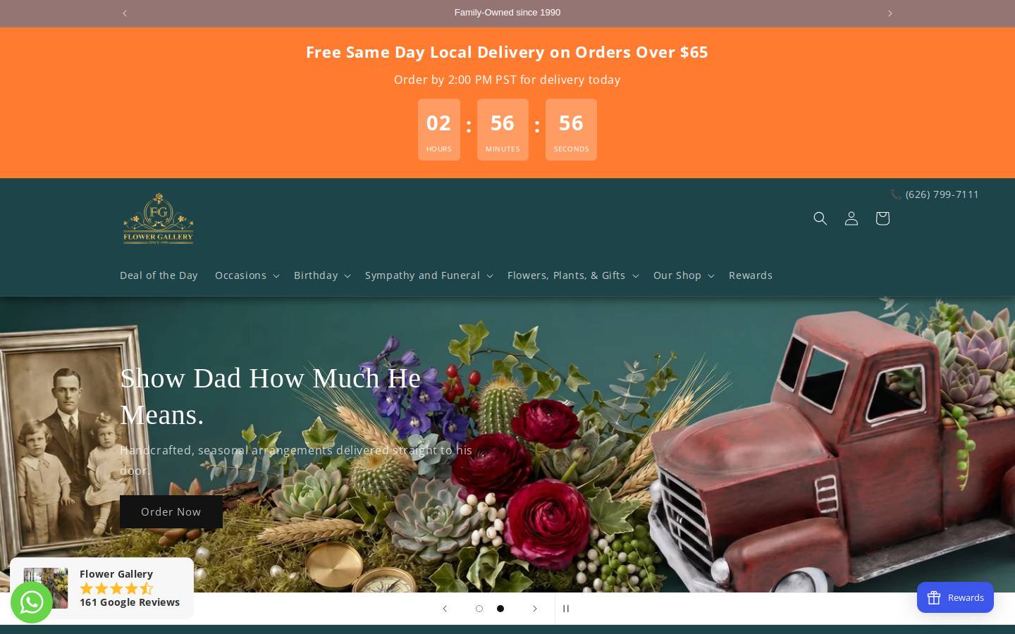 southpasadenaflowergallery.com homepage screenshot