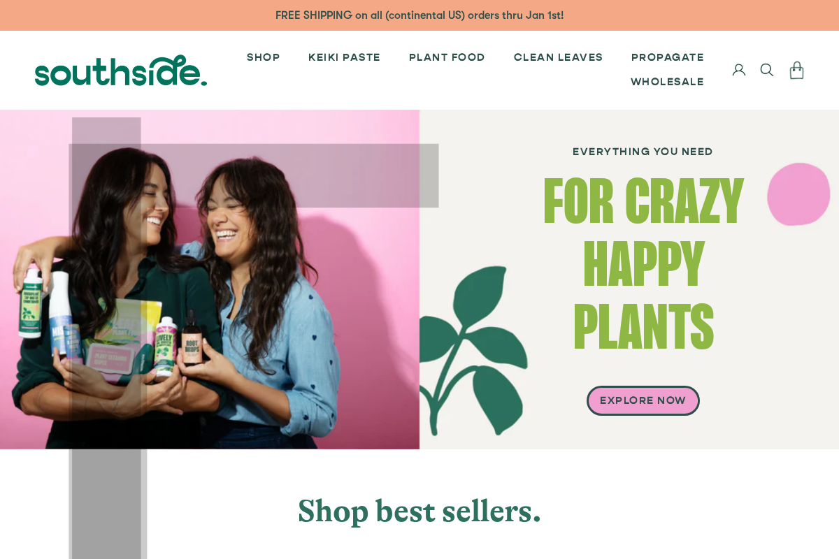 Southside Plants homepage screenshot