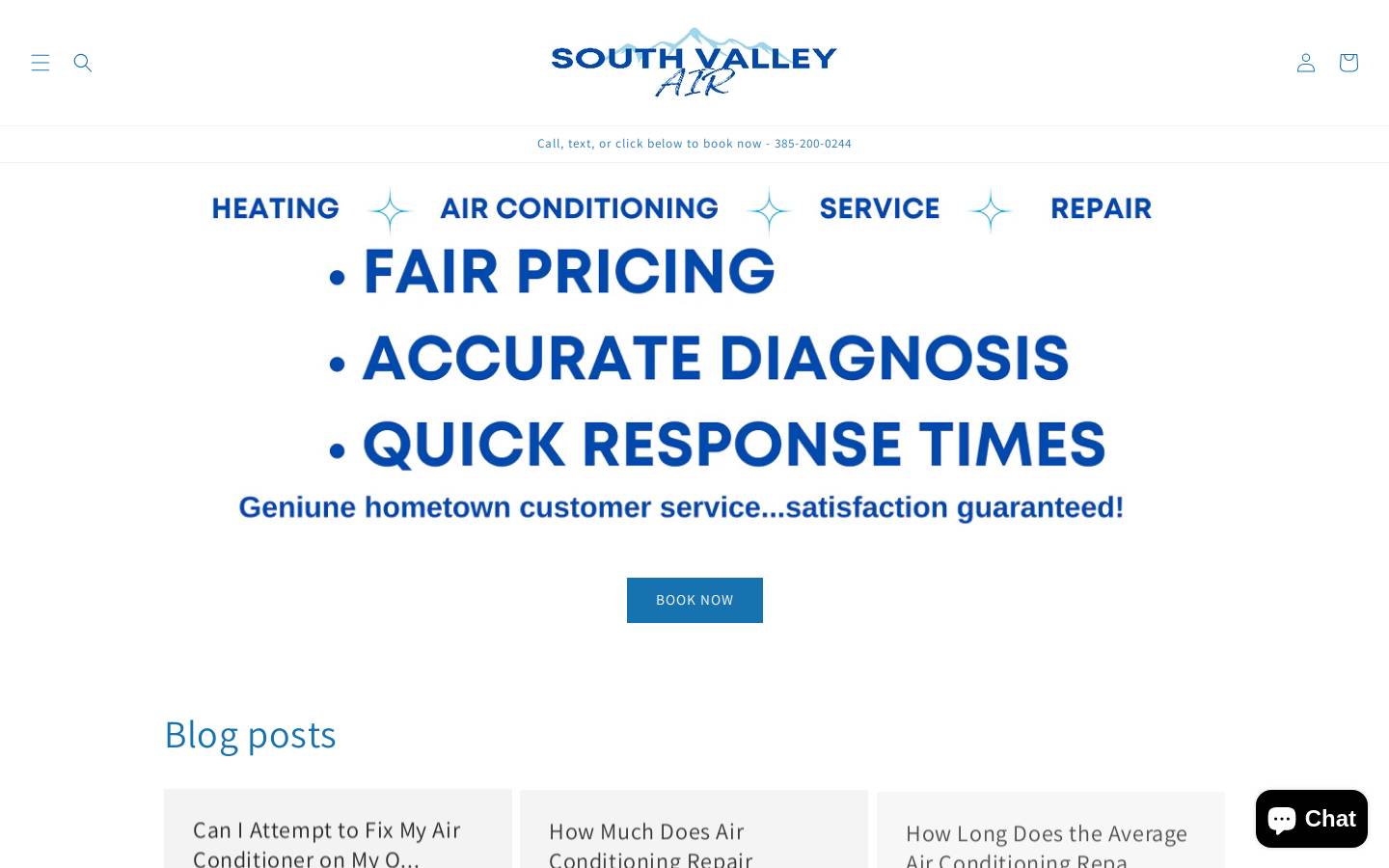 southvalleyair.com homepage screenshot