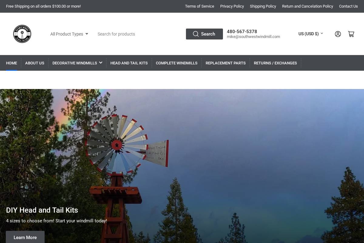 southwestwindmill.com homepage screenshot