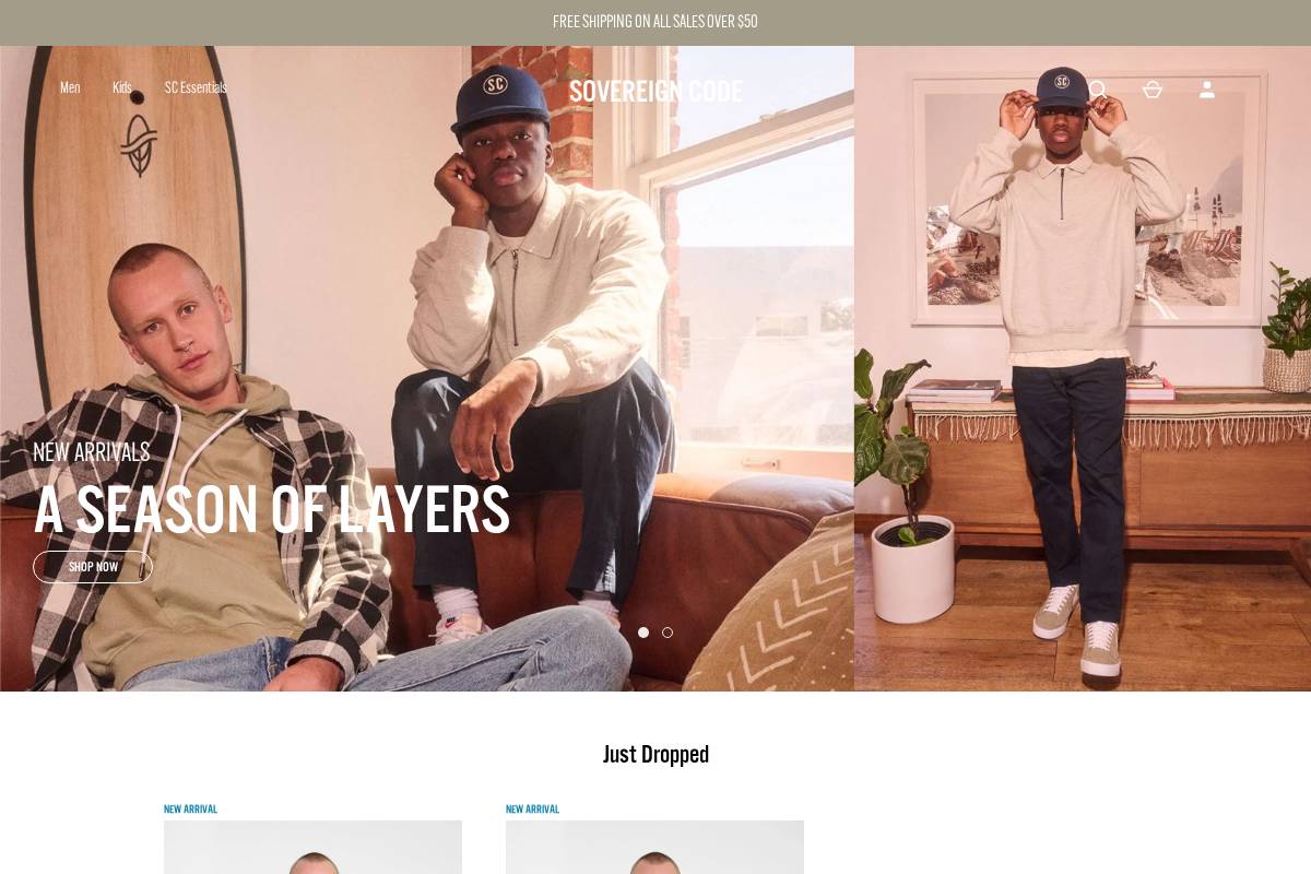 SOVEREIGN CODEVisaMastercardAmerican ExpressDiscoverShop PayApple PayGoogle Pay homepage screenshot