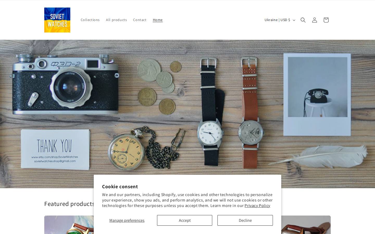 sovietwatches.store homepage screenshot