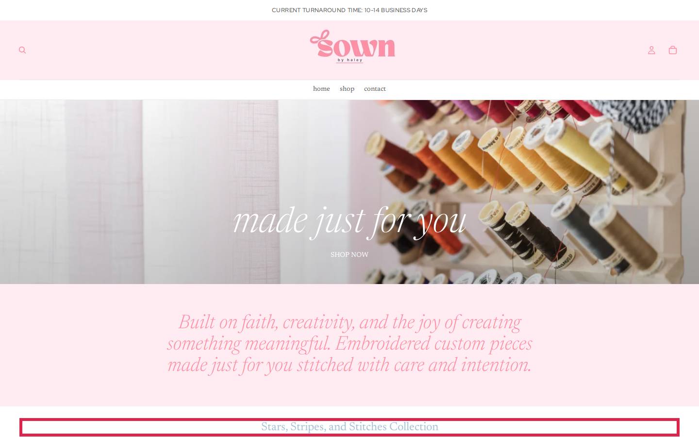 sownbyhaley.com homepage screenshot