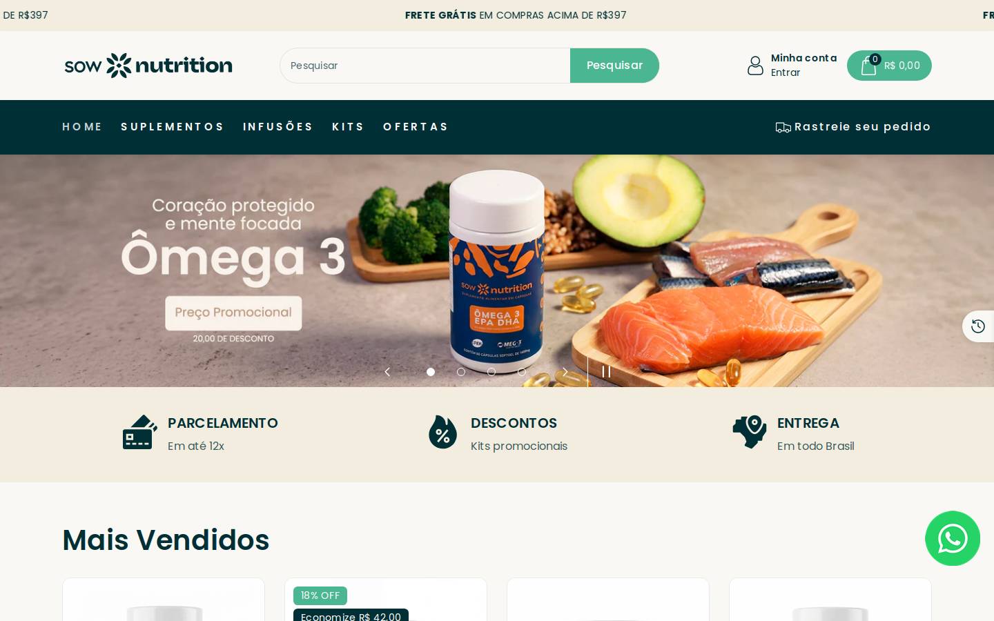 sownutrition.com.br homepage screenshot