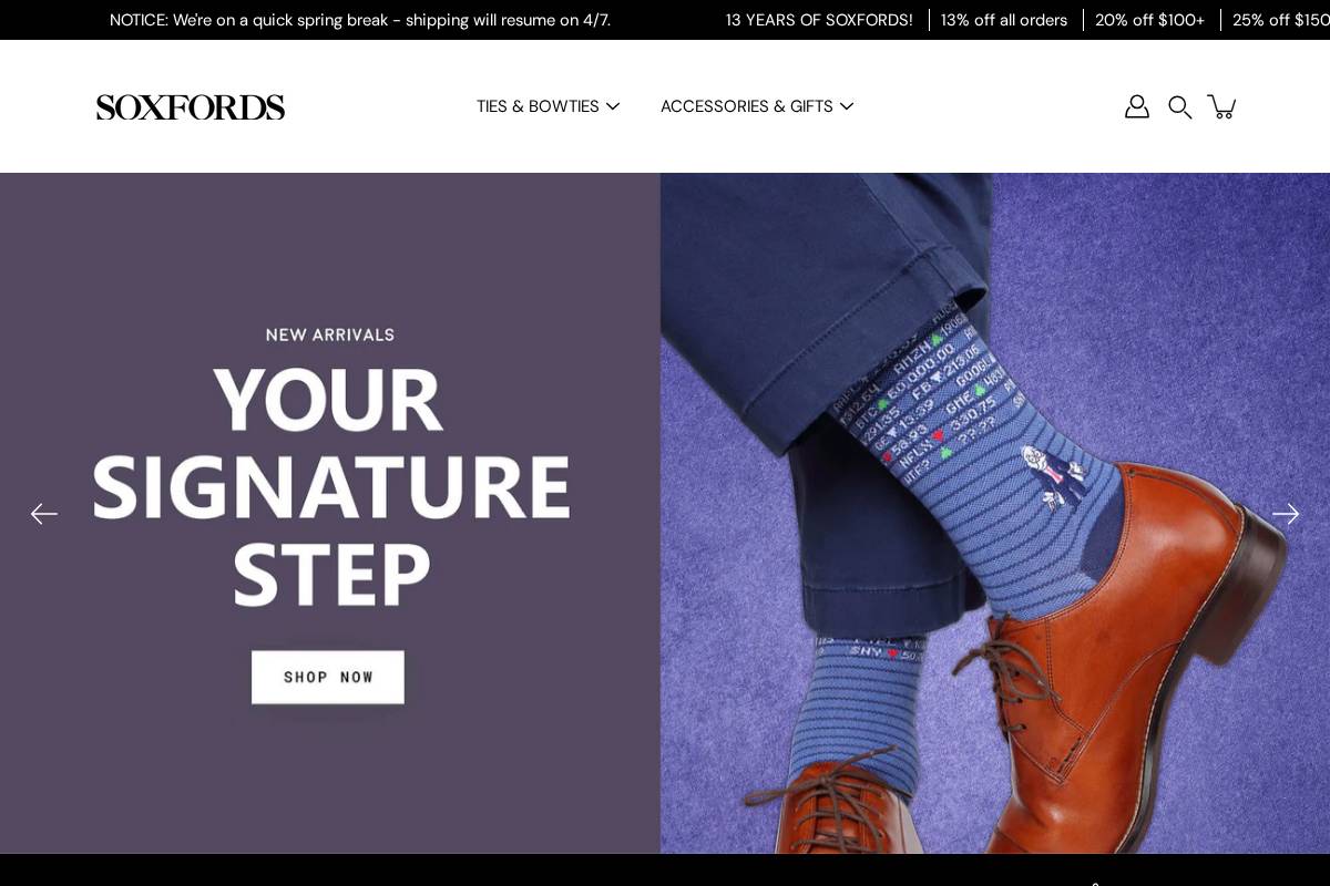 soxfords.com homepage screenshot