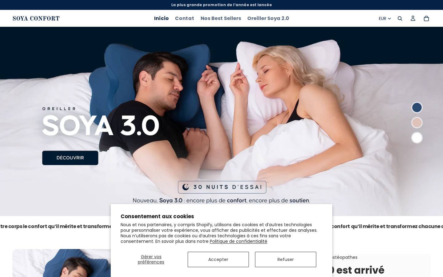 soyaconfort.com homepage screenshot