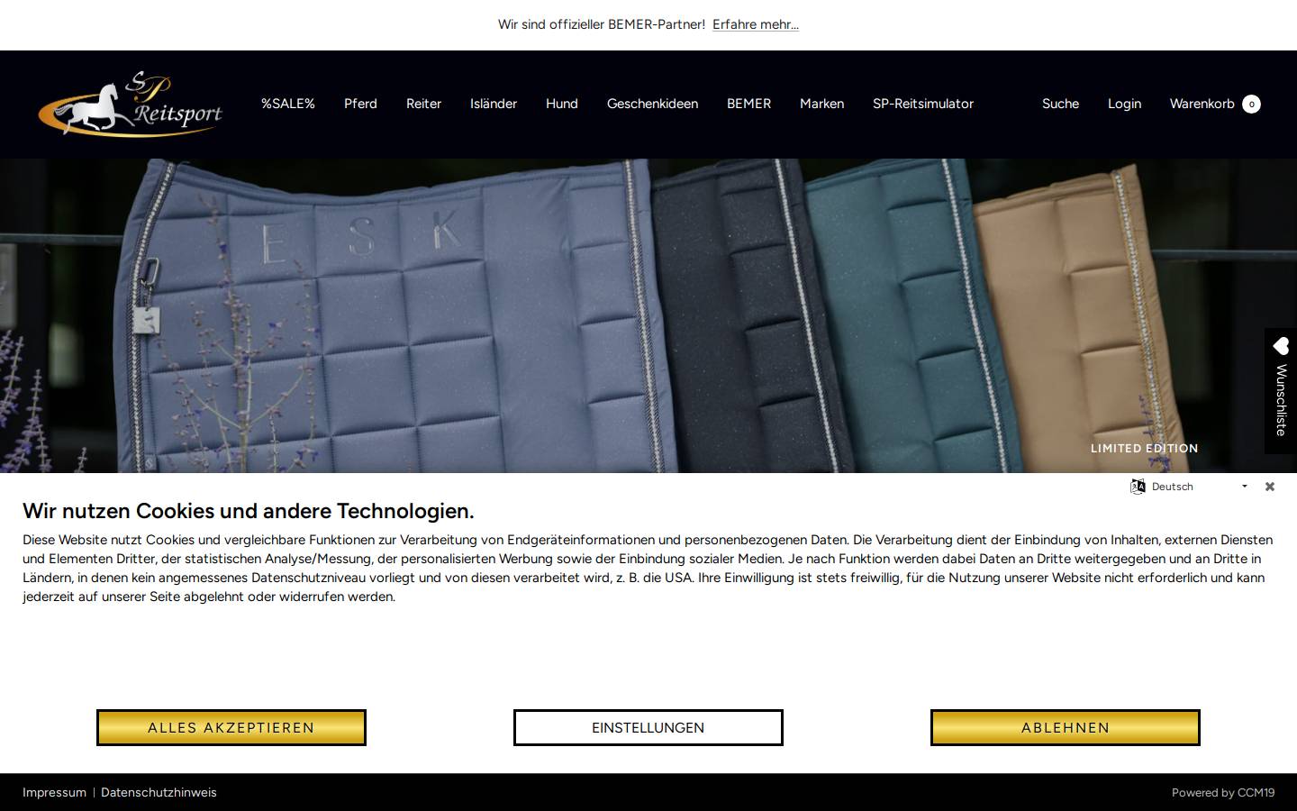 sp-reitsport.com homepage screenshot