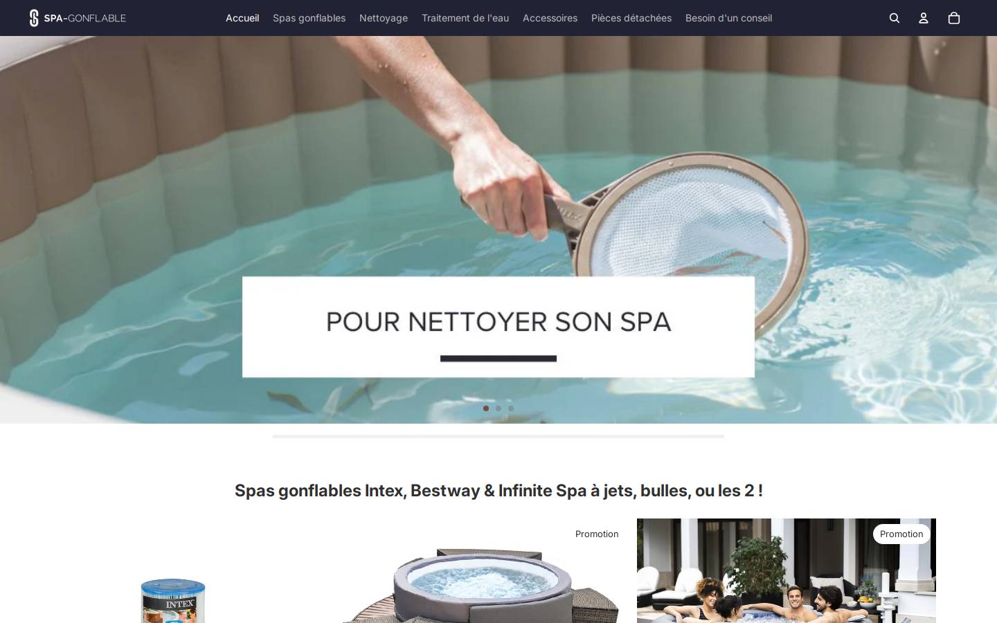 Spa Gonflable homepage screenshot