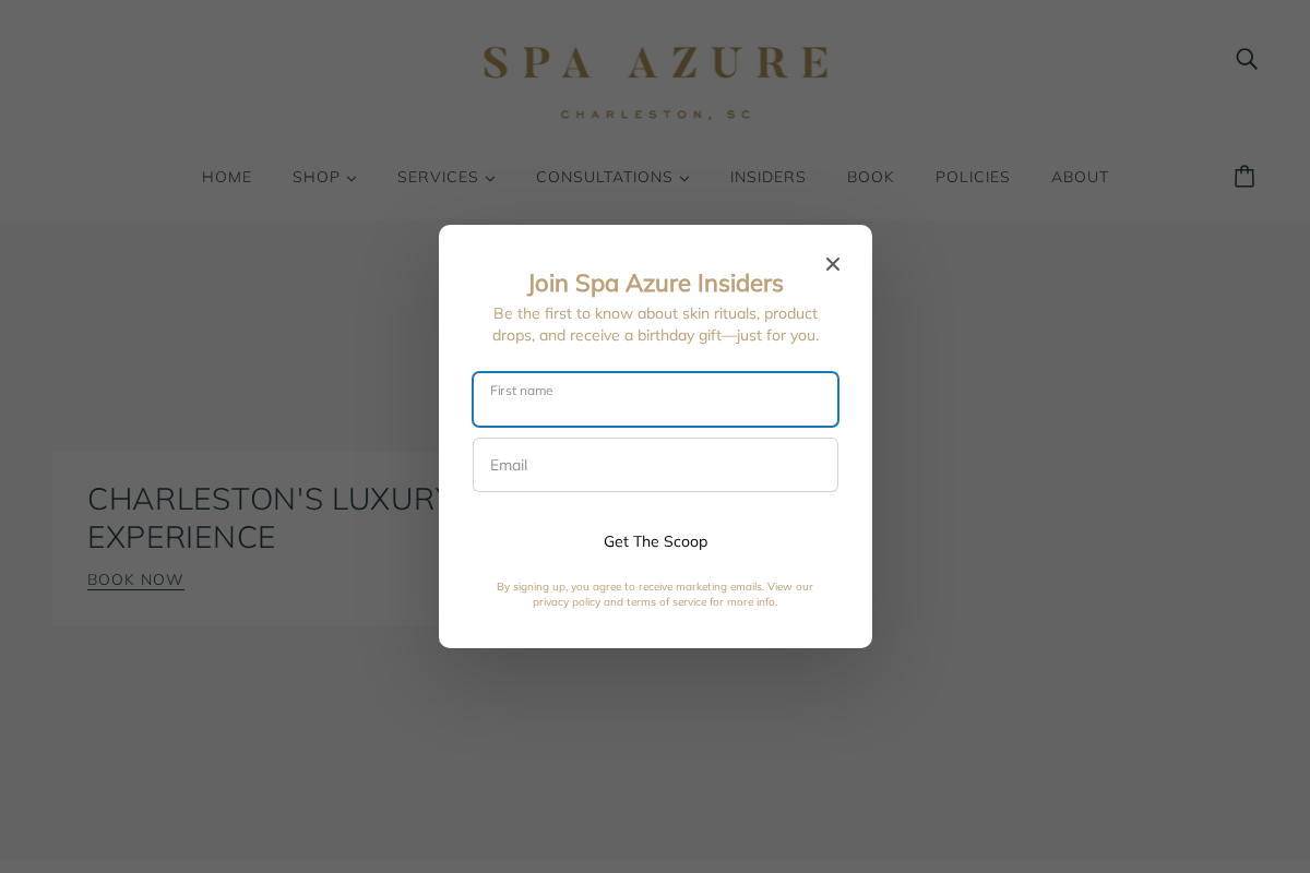 Spa Azure homepage screenshot